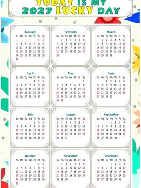 2027 Magnetic Calendar - Today is my Lucky Day - Themed 02 (7 x 10.5)